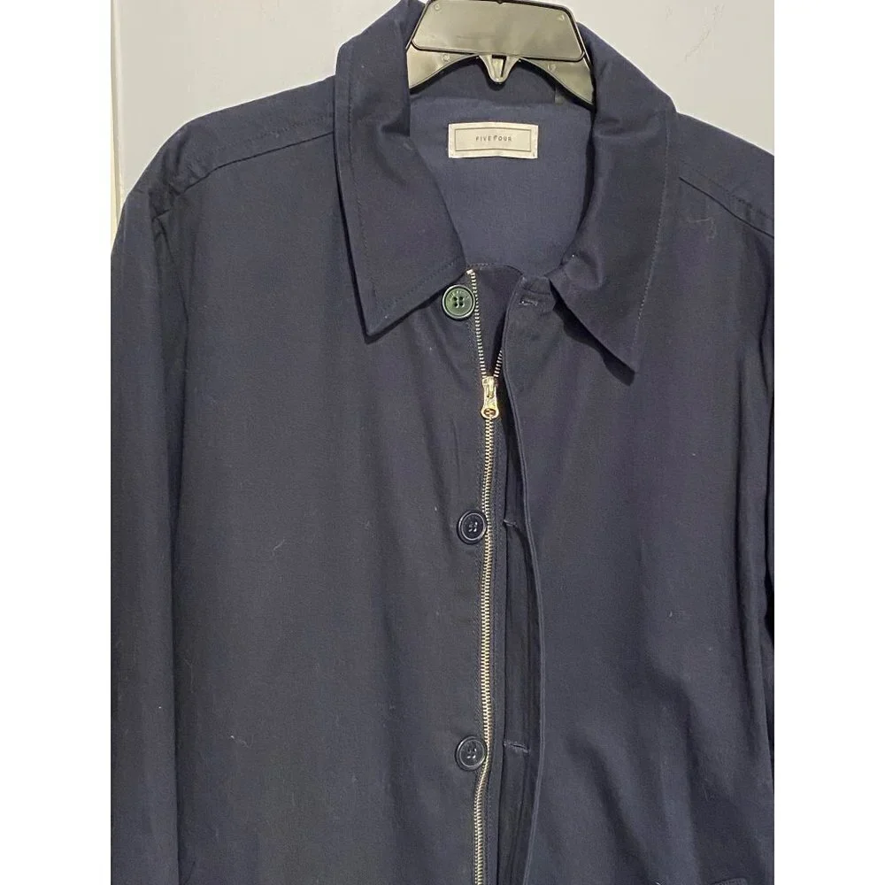 Five Four Twill Jacket Men’s Large Full Zip Button Long Sleeve Pockets Navy Blue